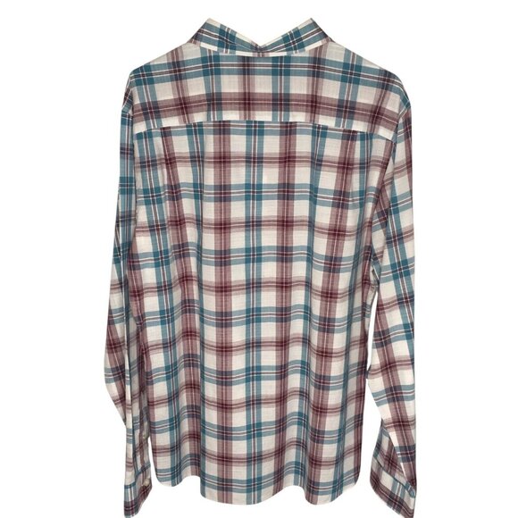Van Heusen Dress Shirt Men XLT 17-17 1/2 Teal White Plaid Easter Button Down - Picture 5 of 11